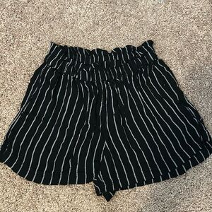 Black and white linen shorts
